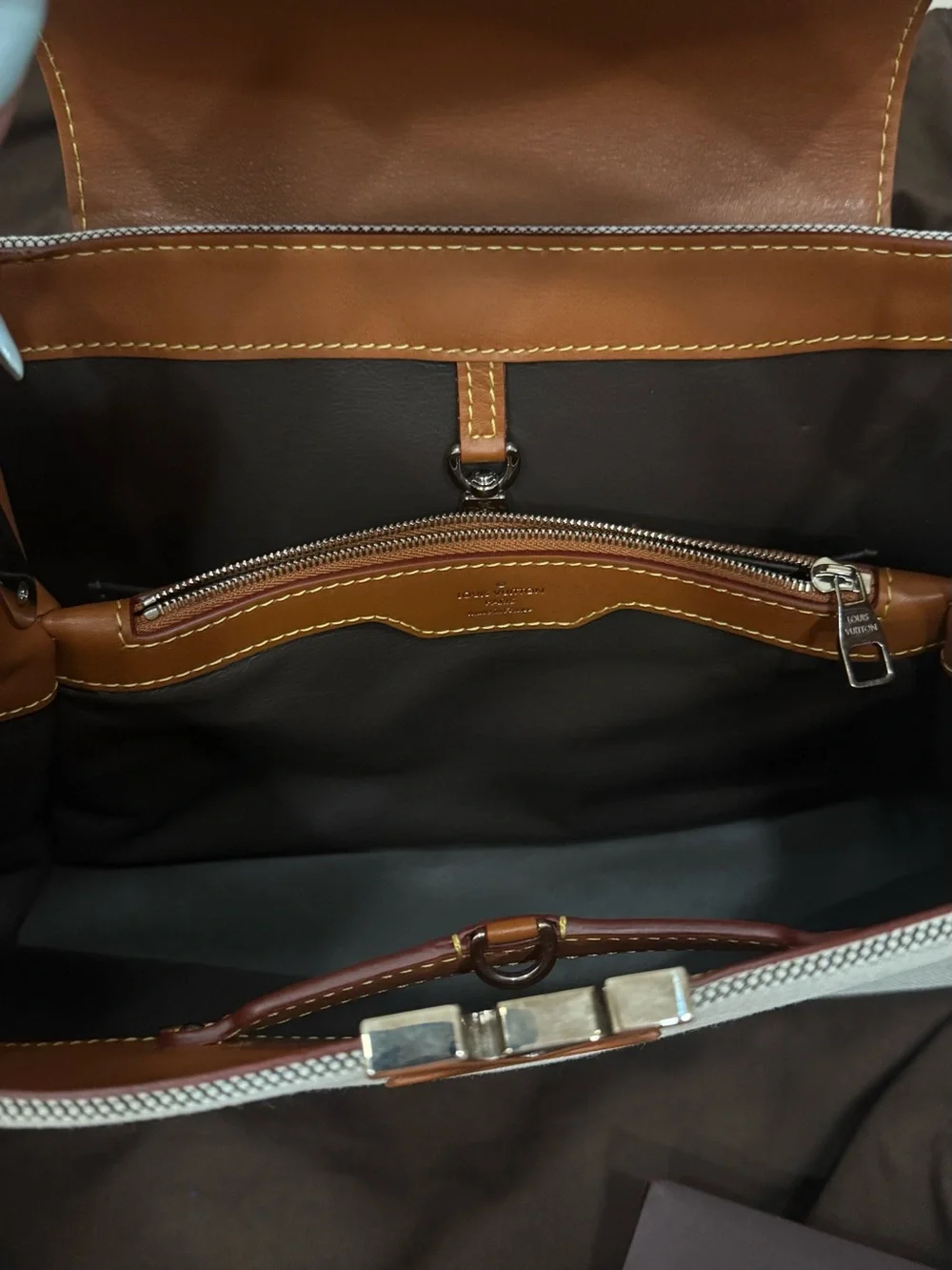 Louis Vuitton Capucines Gray Canvas with Brown Leather Top-Handle Satchel